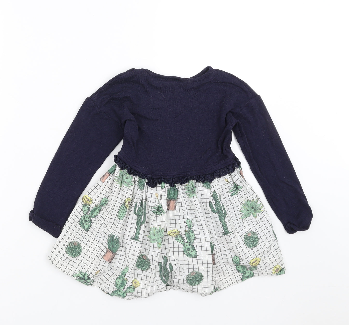 NEXT Girls Blue   Fit & Flare  Size 3-4 Years  - plants
