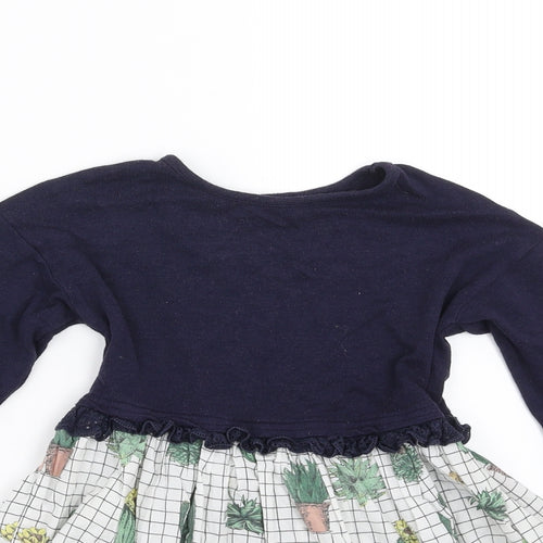 NEXT Girls Blue   Fit & Flare  Size 3-4 Years  - plants