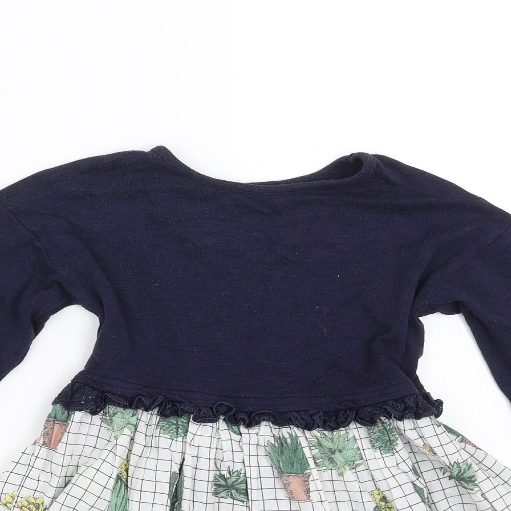 NEXT Girls Blue   Fit & Flare  Size 3-4 Years  - plants