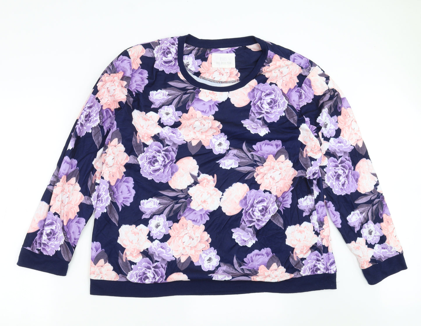 F&F Womens Blue Floral  Top Pyjama Top Size XL