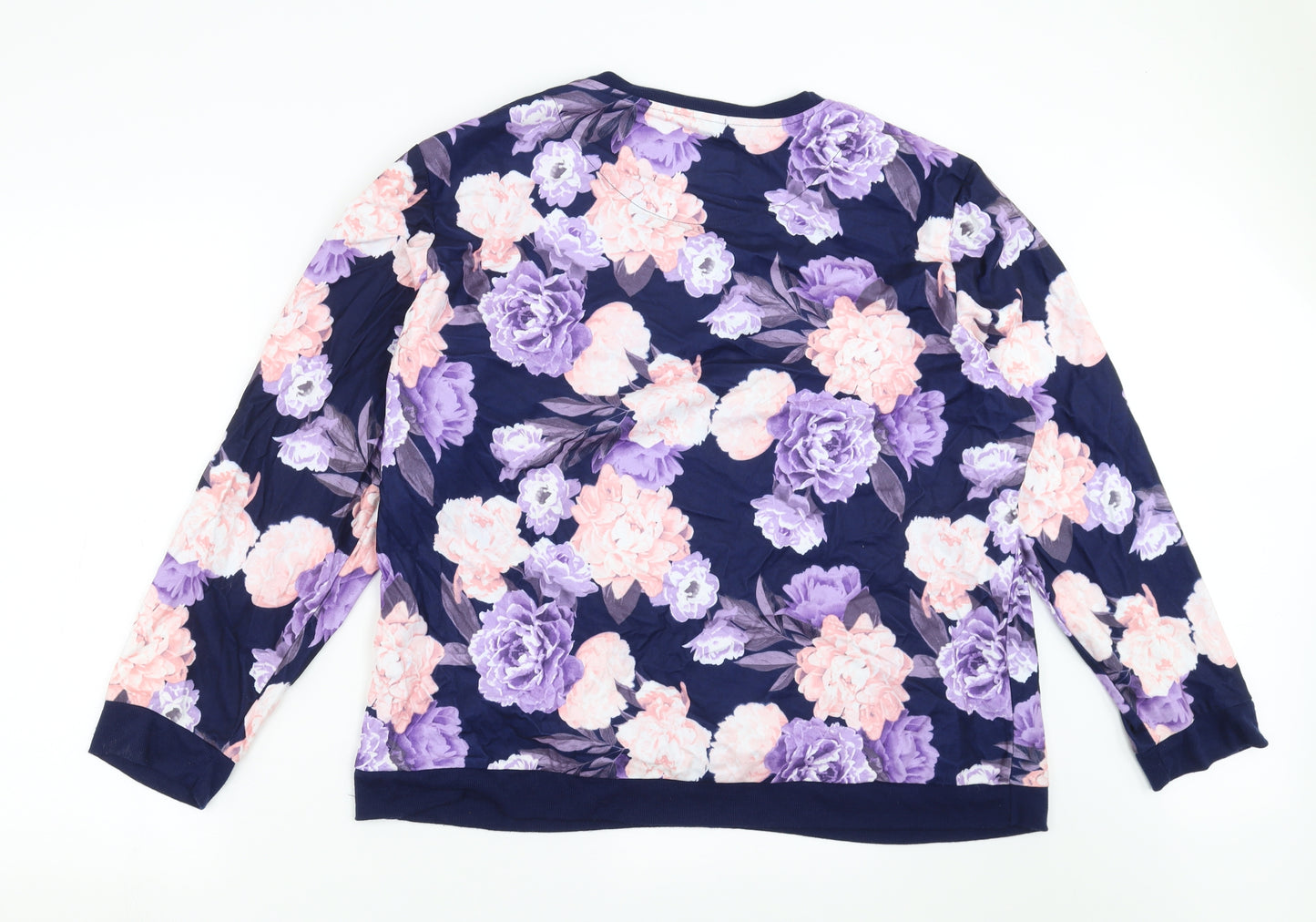 F&F Womens Blue Floral  Top Pyjama Top Size XL