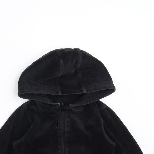 Matalan Girls Black   Full Zip Hoodie Size 4-5 Years  - Rhinestone detail
