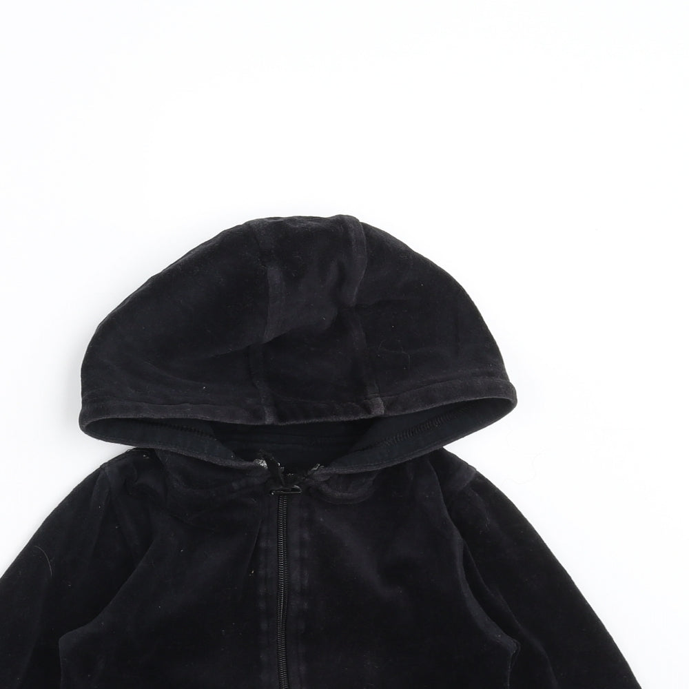 Matalan Girls Black   Full Zip Hoodie Size 4-5 Years  - Rhinestone detail