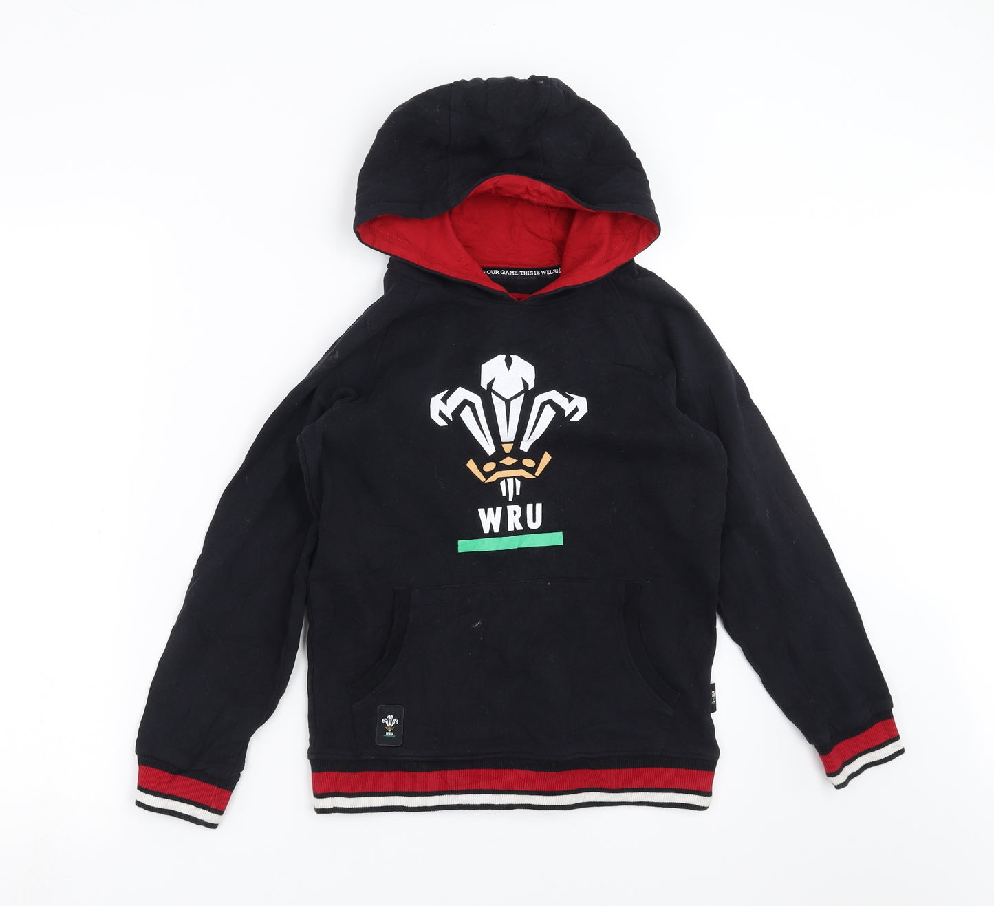 TU Boys Black   Pullover Hoodie Size 10 Years  - Welsh Rugby
