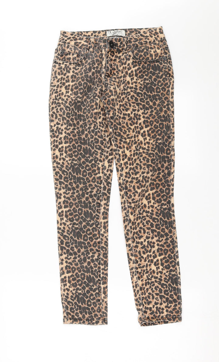 Miss Denim Womens Brown Animal Print Denim Skinny Jeans Size 6 L27 in