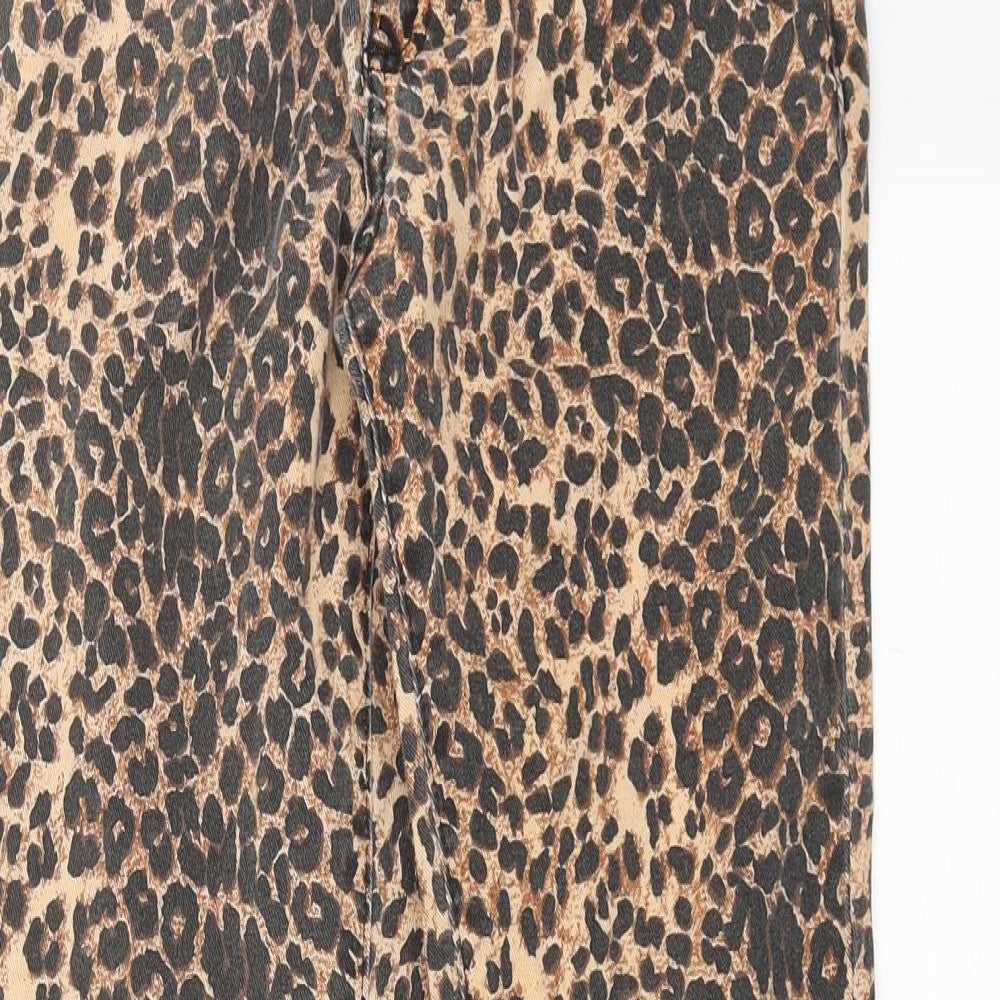 Miss Denim Womens Brown Animal Print Denim Skinny Jeans Size 6 L27 in
