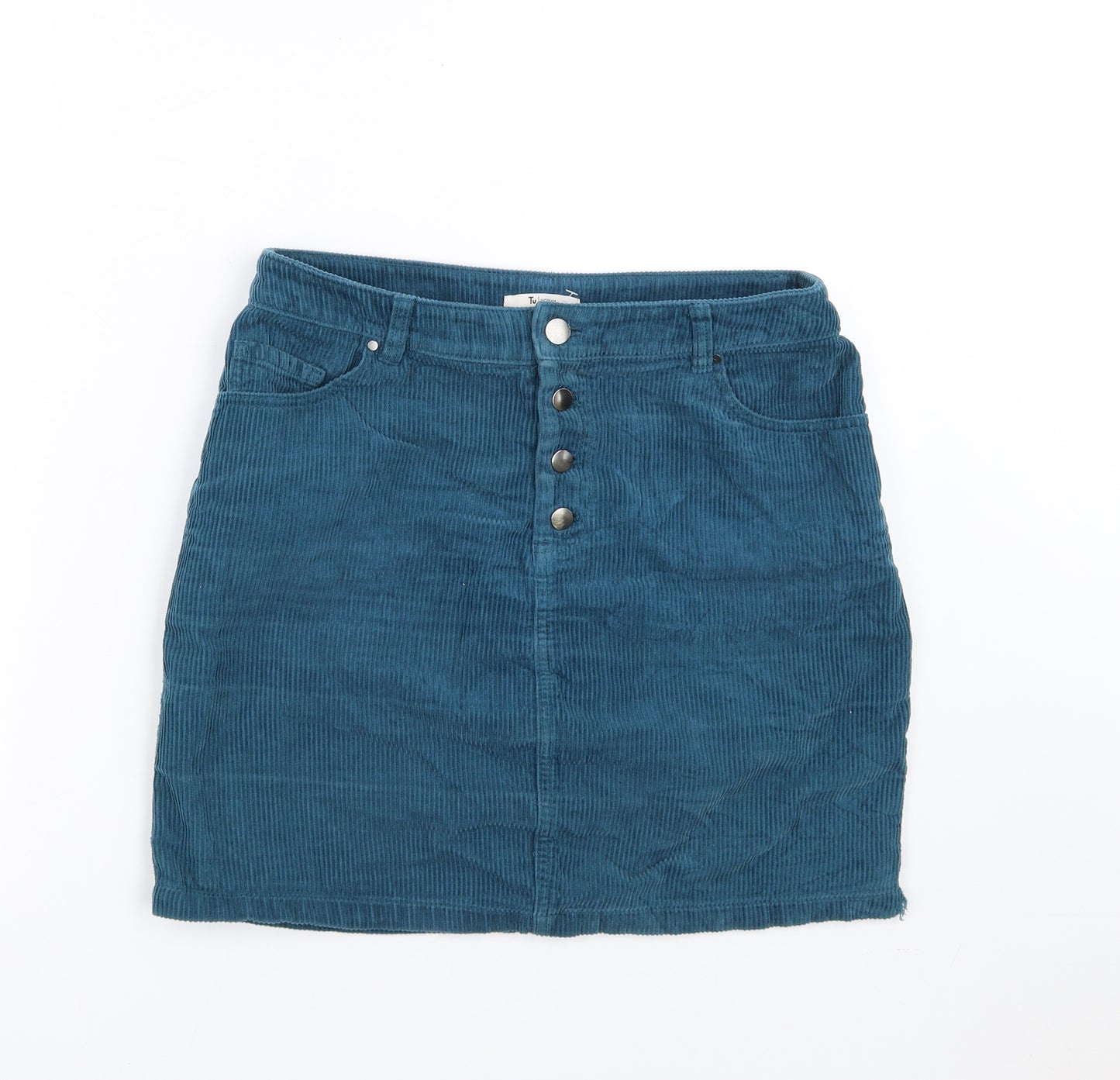 TU Womens Blue  Corduroy A-Line Skirt Size 10