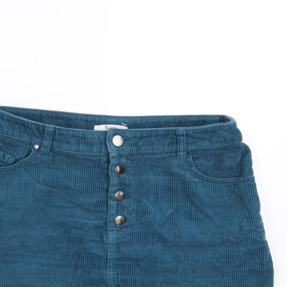 TU Womens Blue  Corduroy A-Line Skirt Size 10