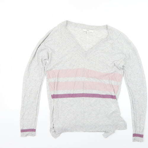 NEXT Womens Grey Striped Knit Pullover Jumper Size 12