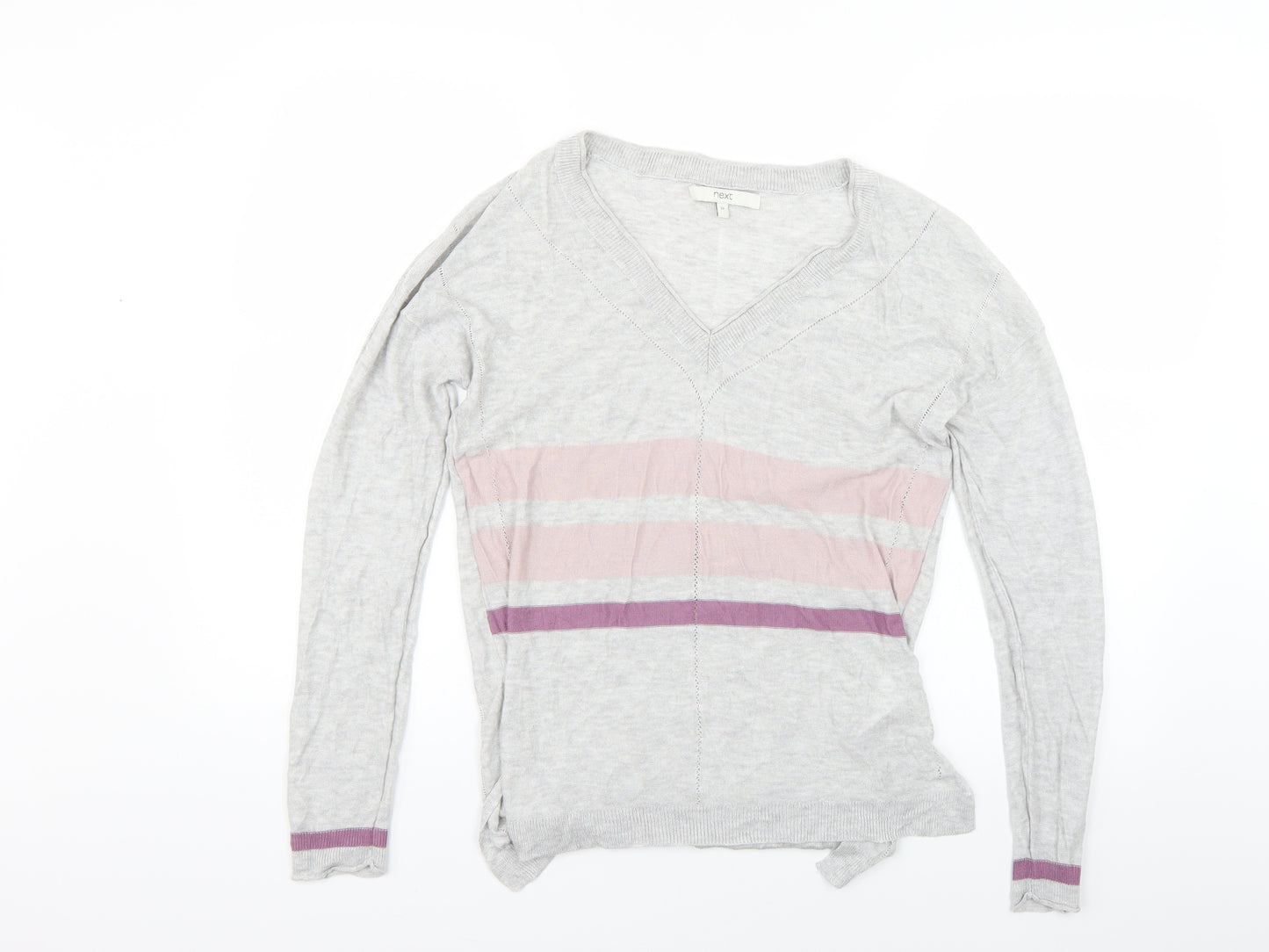 NEXT Womens Grey Striped Knit Pullover Jumper Size 12