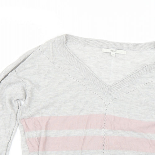 NEXT Womens Grey Striped Knit Pullover Jumper Size 12
