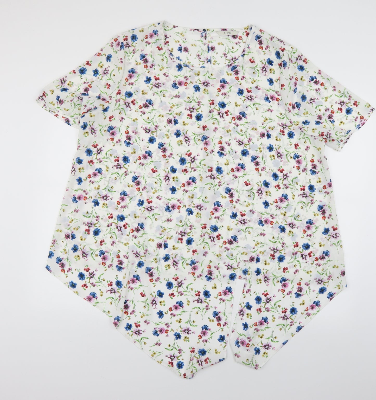 George Womens White Floral  Tunic Blouse Size 22