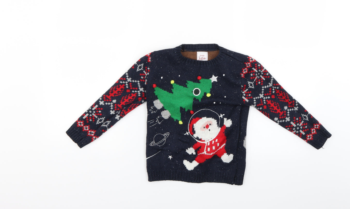 George Boys Blue   Pullover Jumper Size 3-4 Years  - Christmas Jumper