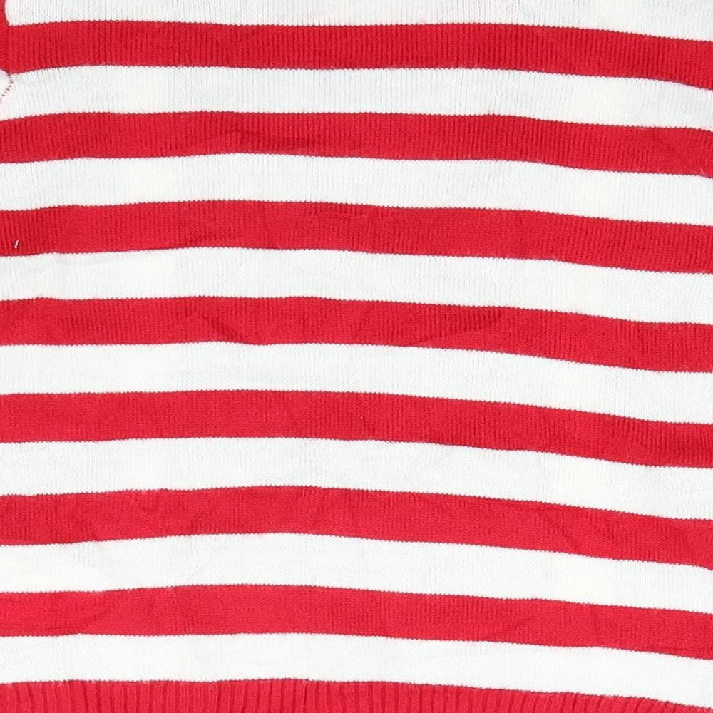 lupila Boys Red Striped Knit Pullover Jumper Size 3-4 Years