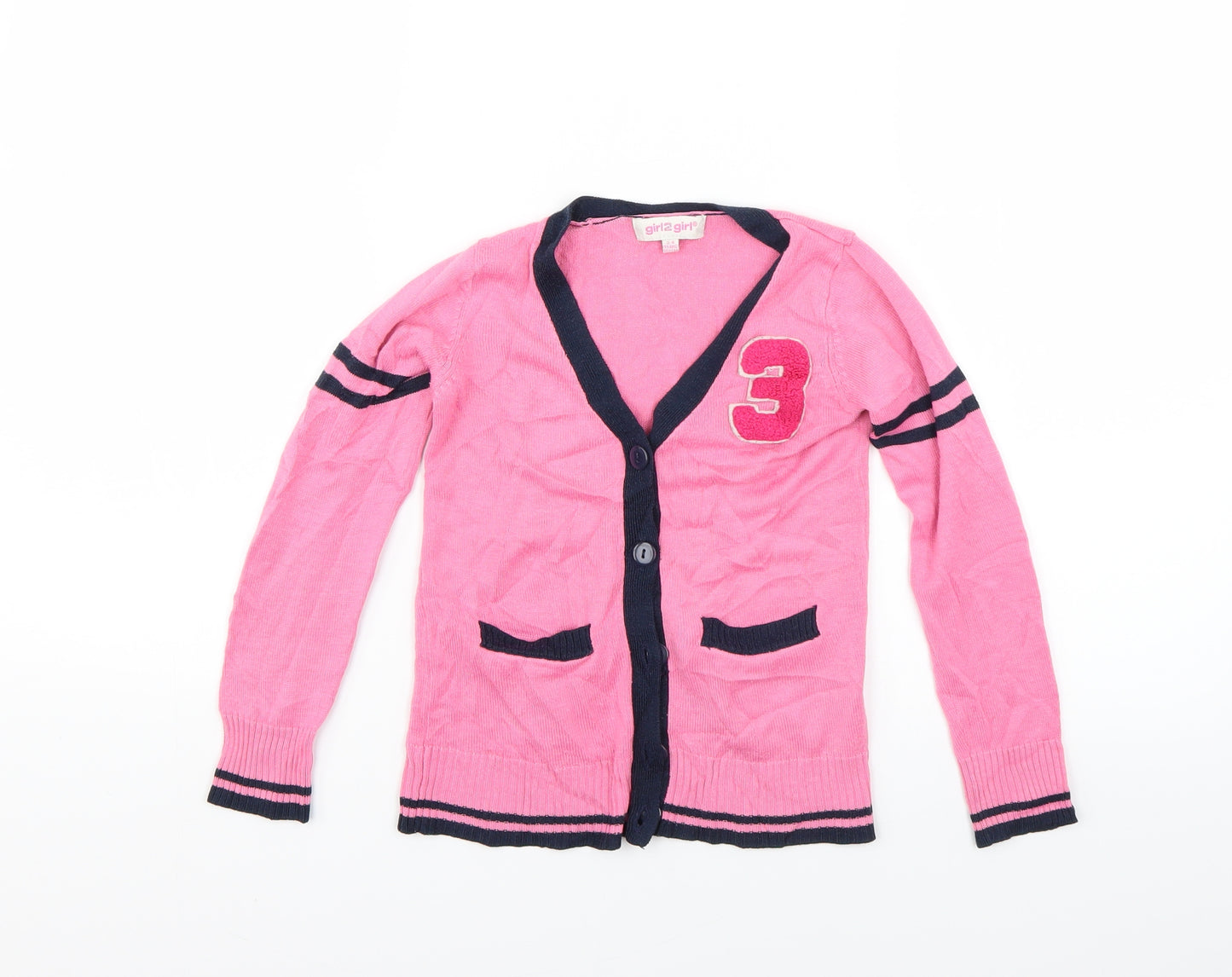 Girl 2 Girl Girls Pink   Cardigan Jumper Size 3-4 Years