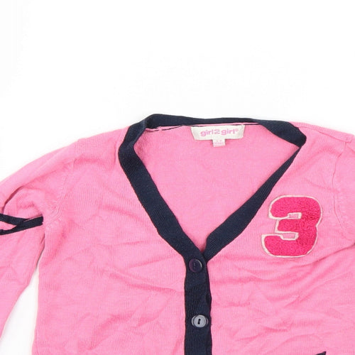 Girl 2 Girl Girls Pink   Cardigan Jumper Size 3-4 Years
