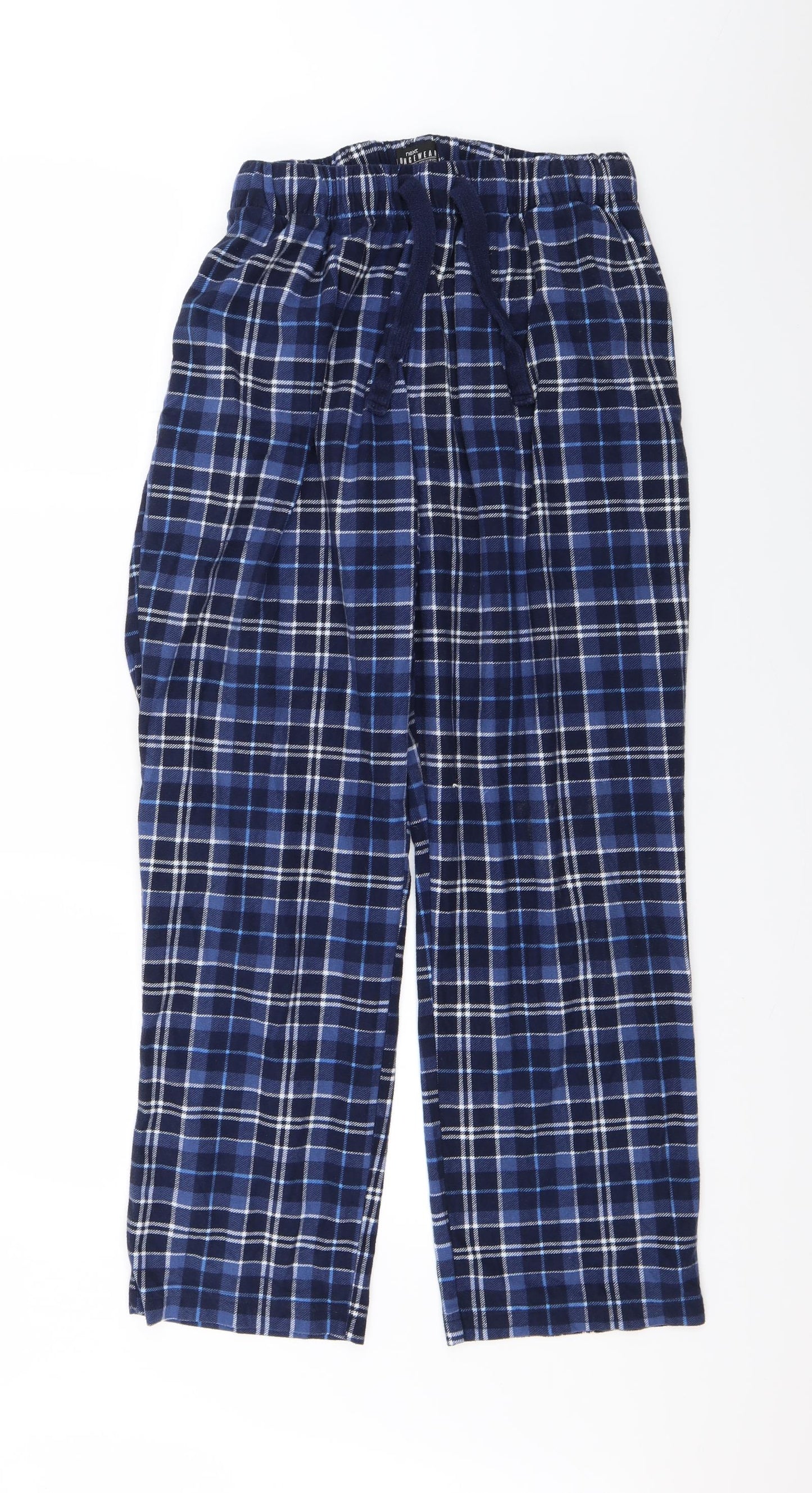 NEXT Womens Blue Check Fleece Jogger Trousers Size M L25 in - Lounge Pants