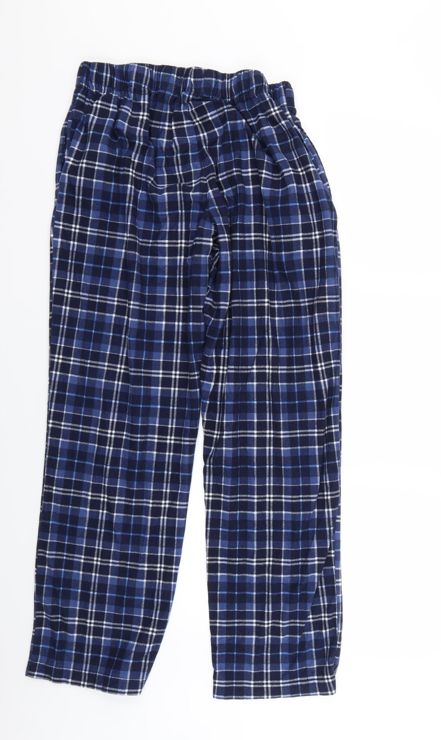 NEXT Womens Blue Check Fleece Jogger Trousers Size M L25 in - Lounge Pants