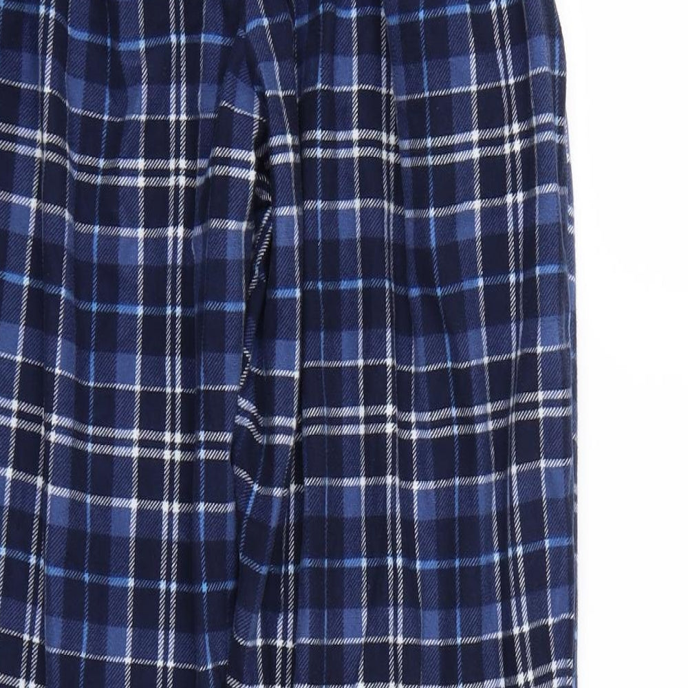 NEXT Womens Blue Check Fleece Jogger Trousers Size M L25 in - Lounge Pants