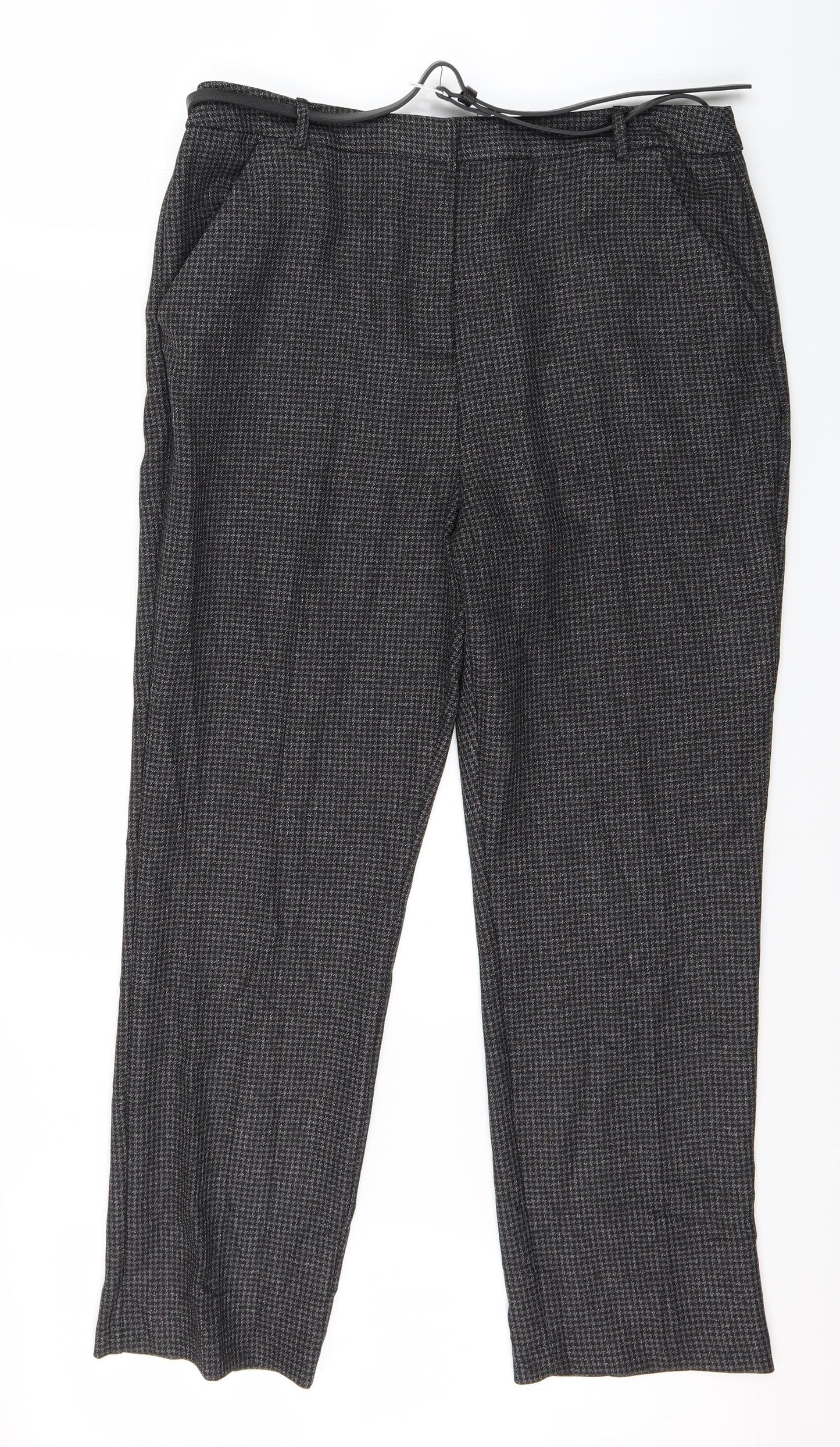 TU Womens Grey Houndstooth  Trousers  Size 14 L25 in