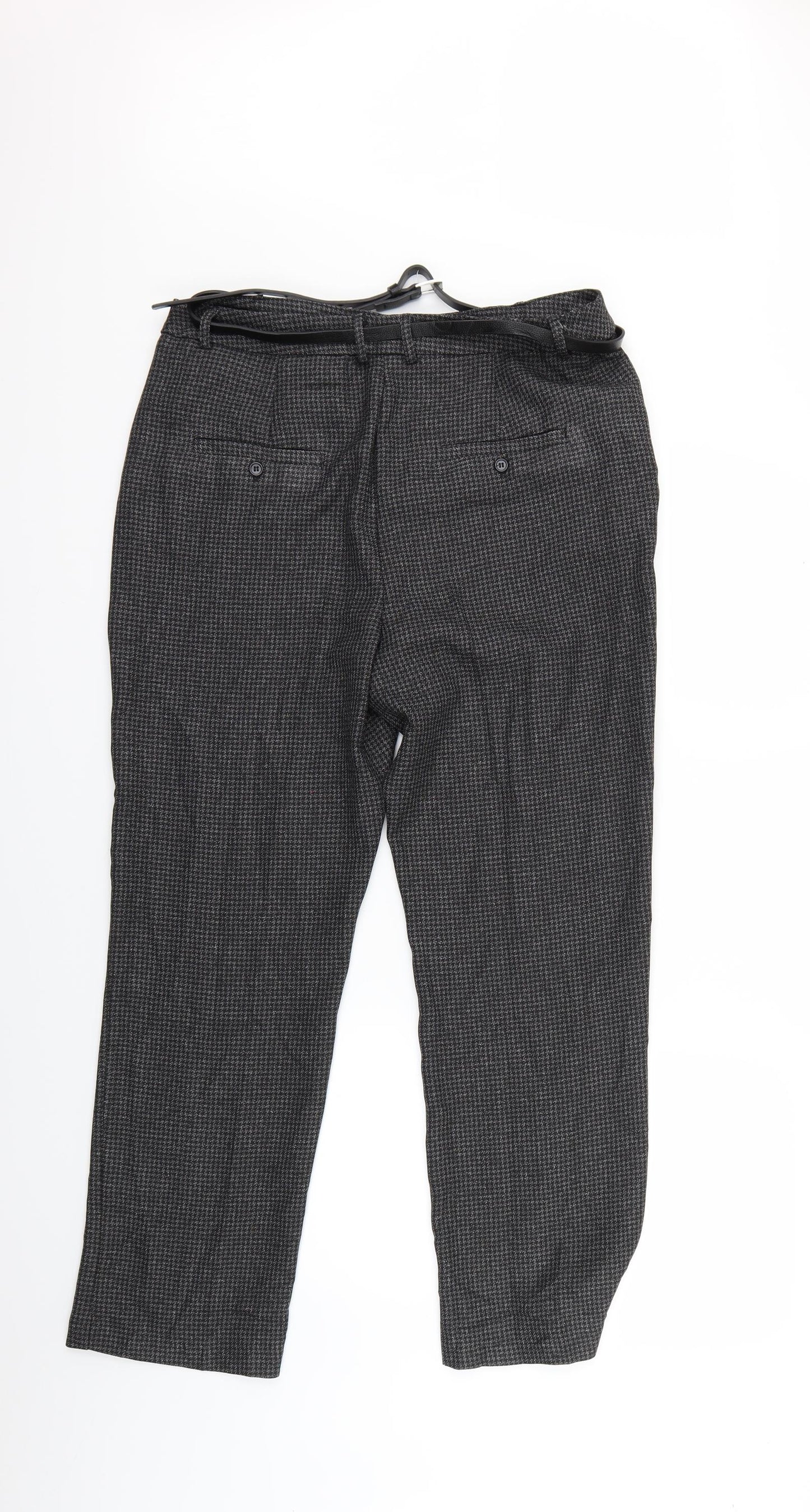 TU Womens Grey Houndstooth  Trousers  Size 14 L25 in