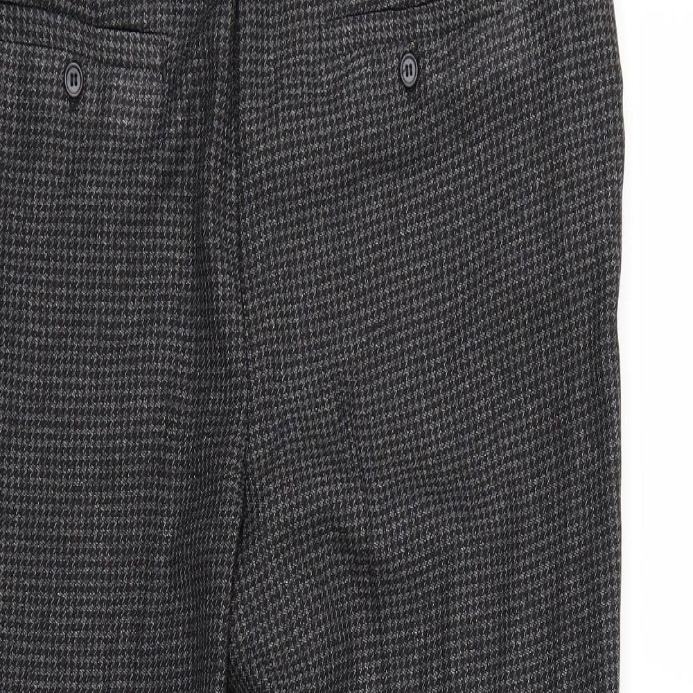 TU Womens Grey Houndstooth  Trousers  Size 14 L25 in