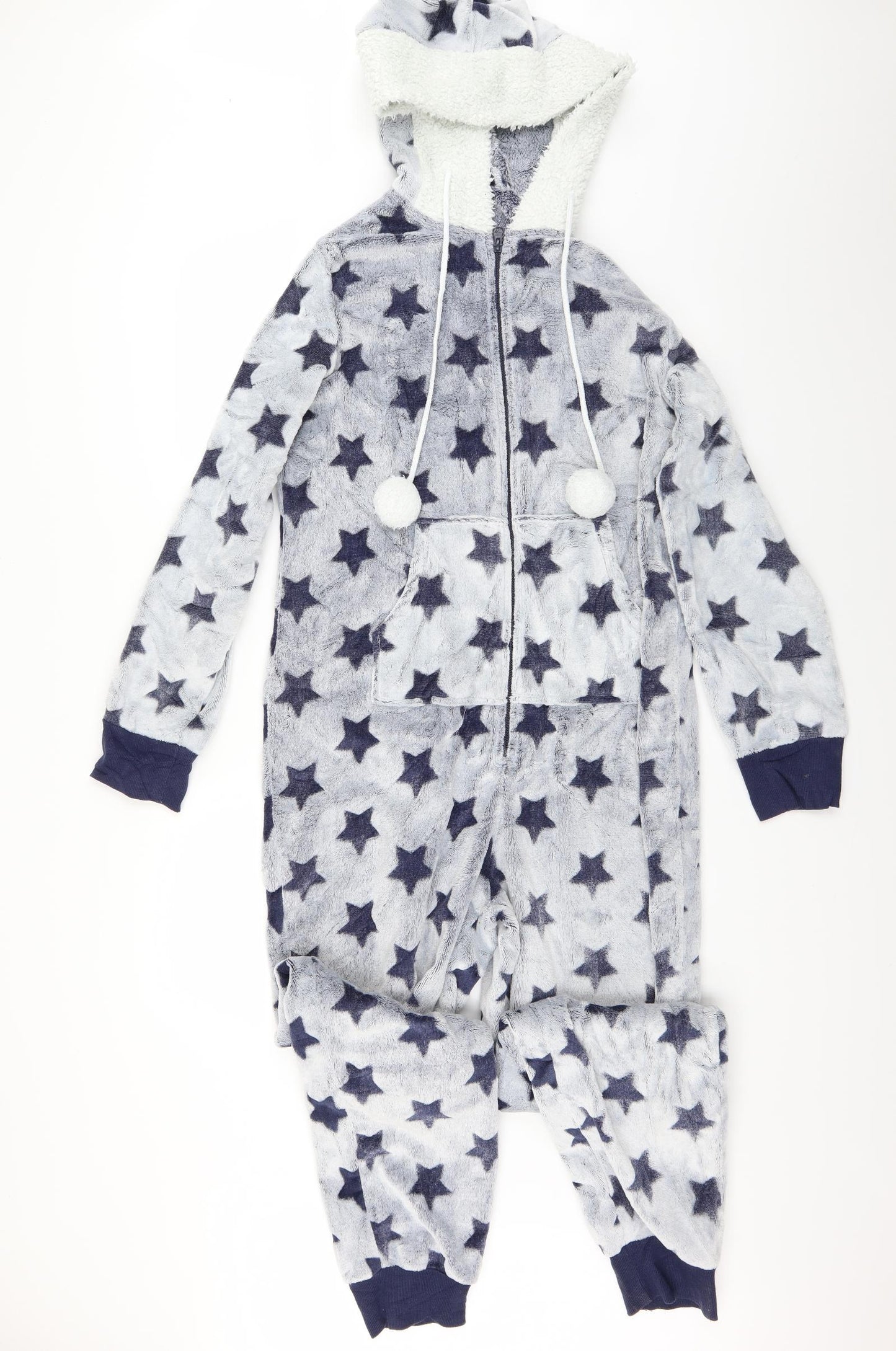 Marks and Spencer Womens Grey  Fleece Bodysuit One-Piece Size 12 L28 in - Star print