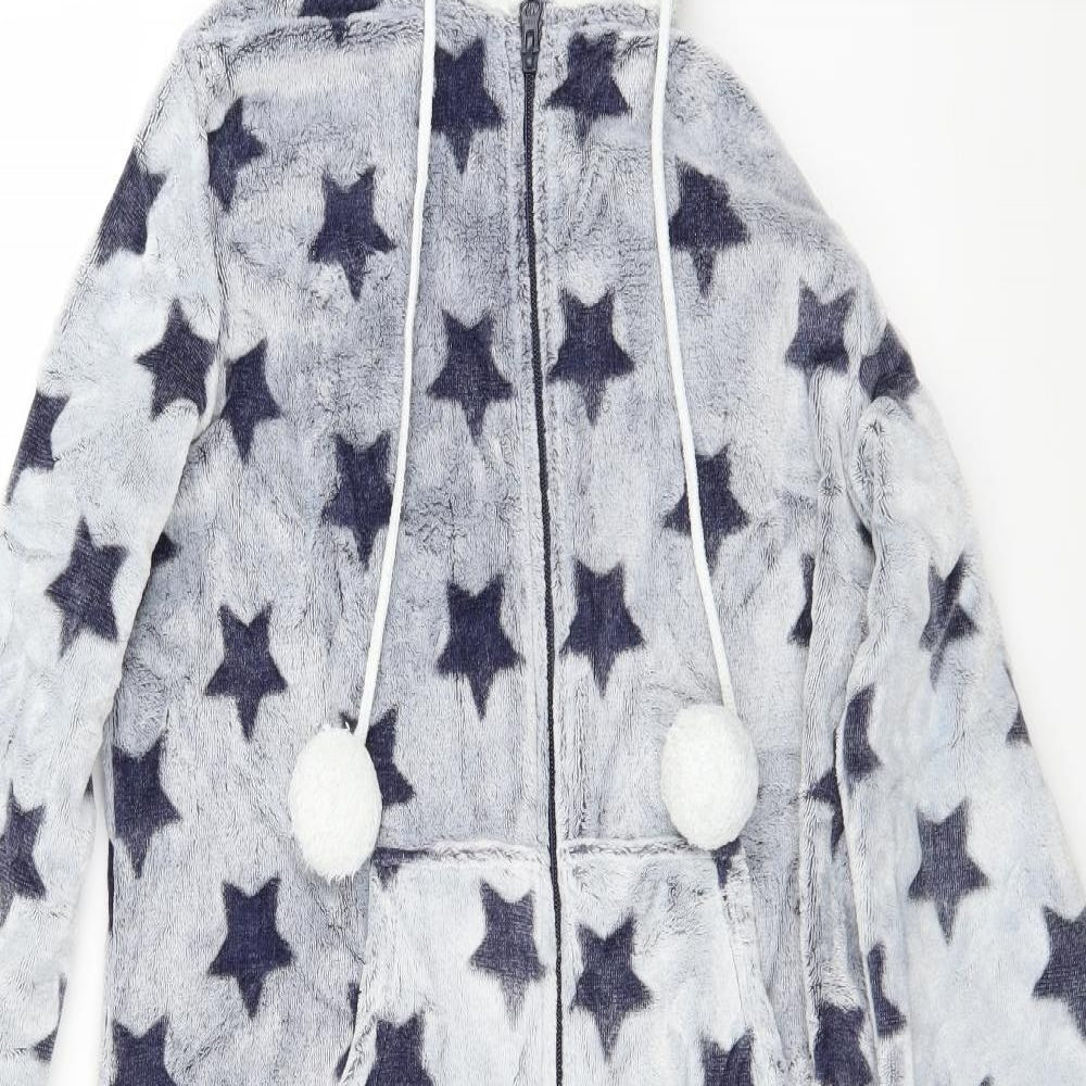 Marks and Spencer Womens Grey  Fleece Bodysuit One-Piece Size 12 L28 in - Star print
