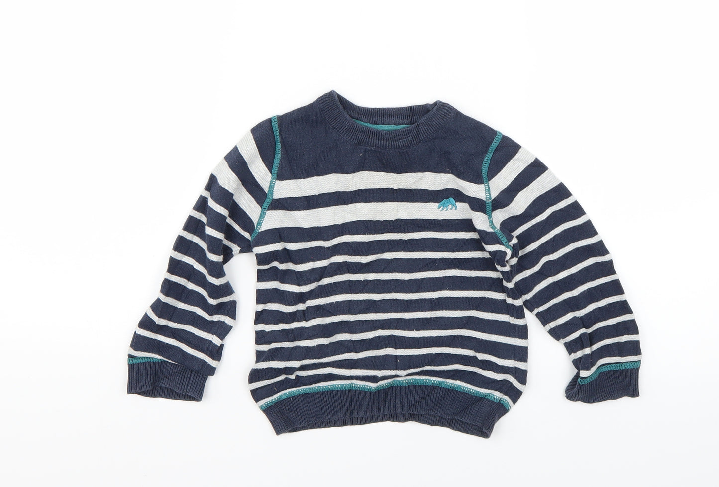 Primark Boys Blue Striped  Pullover Jumper Size 2-3 Years