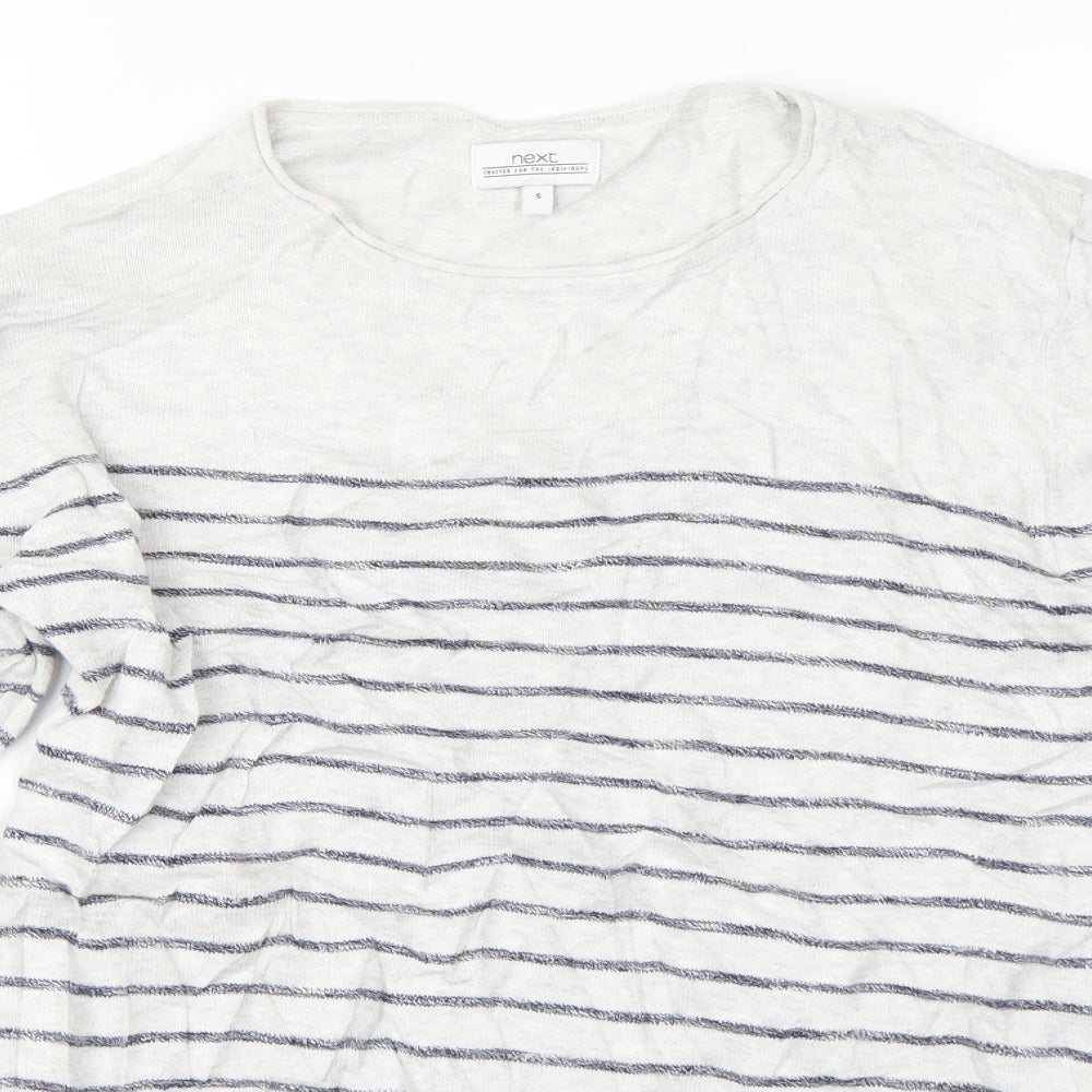NEXT Womens White Striped  Pullover Jumper Size S