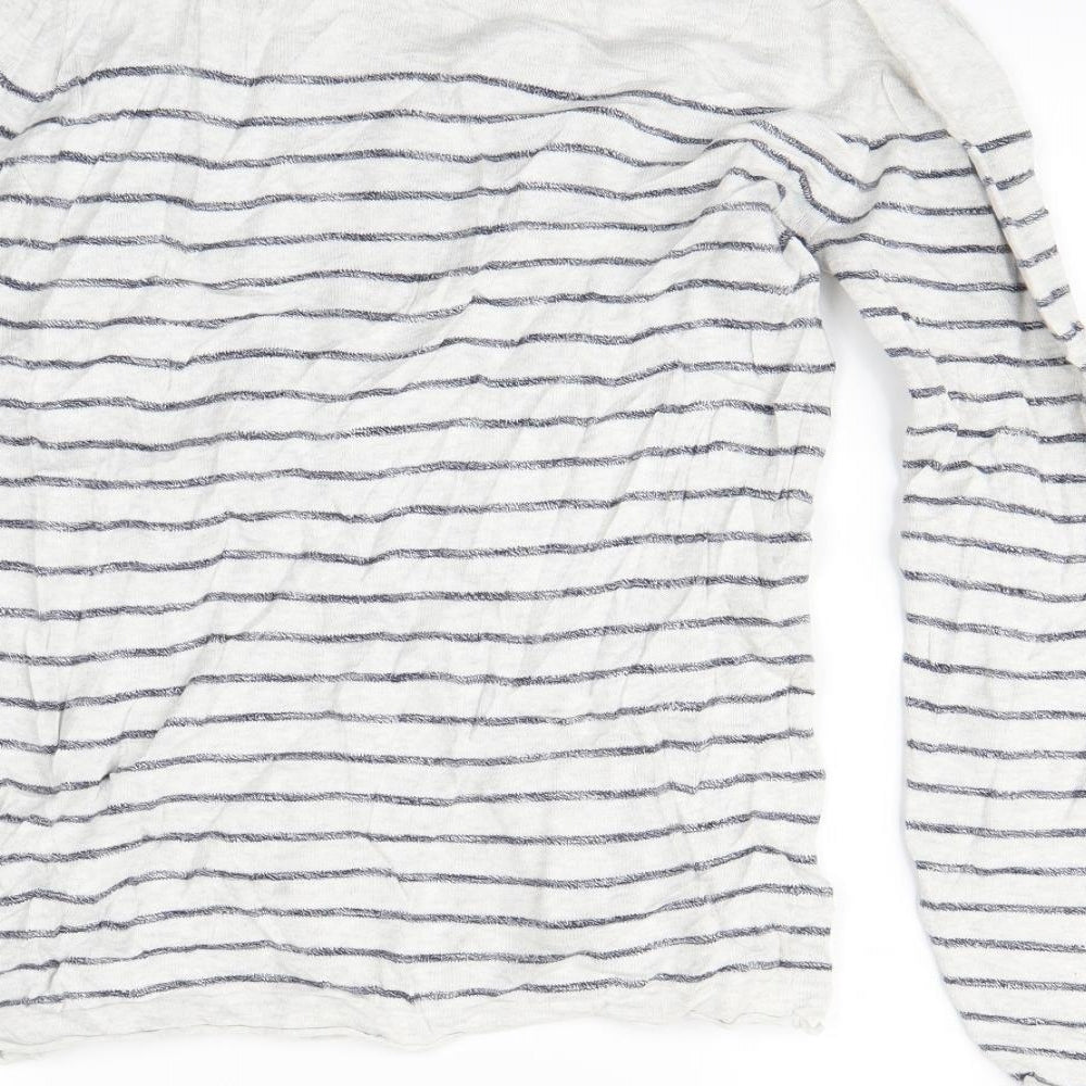 NEXT Womens White Striped  Pullover Jumper Size S