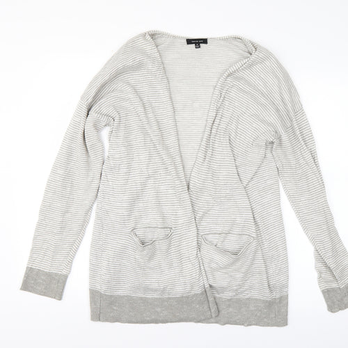 Verve Ami Womens Grey Striped  Cardigan Jumper Size M
