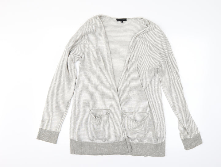 Verve Ami Womens Grey Striped Cardigan Jumper Size M