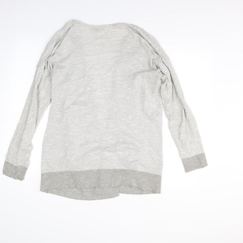 Verve Ami Womens Grey Striped  Cardigan Jumper Size M