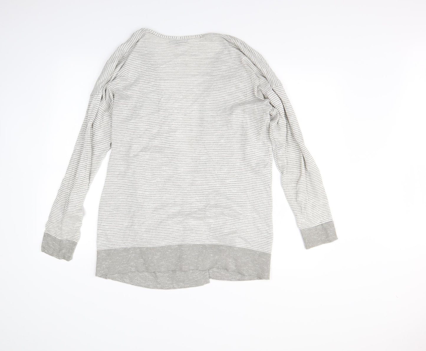 Verve Ami Womens Grey Striped  Cardigan Jumper Size M