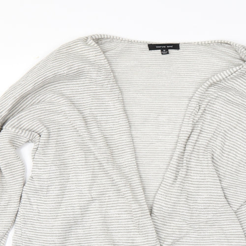 Verve Ami Womens Grey Striped  Cardigan Jumper Size M