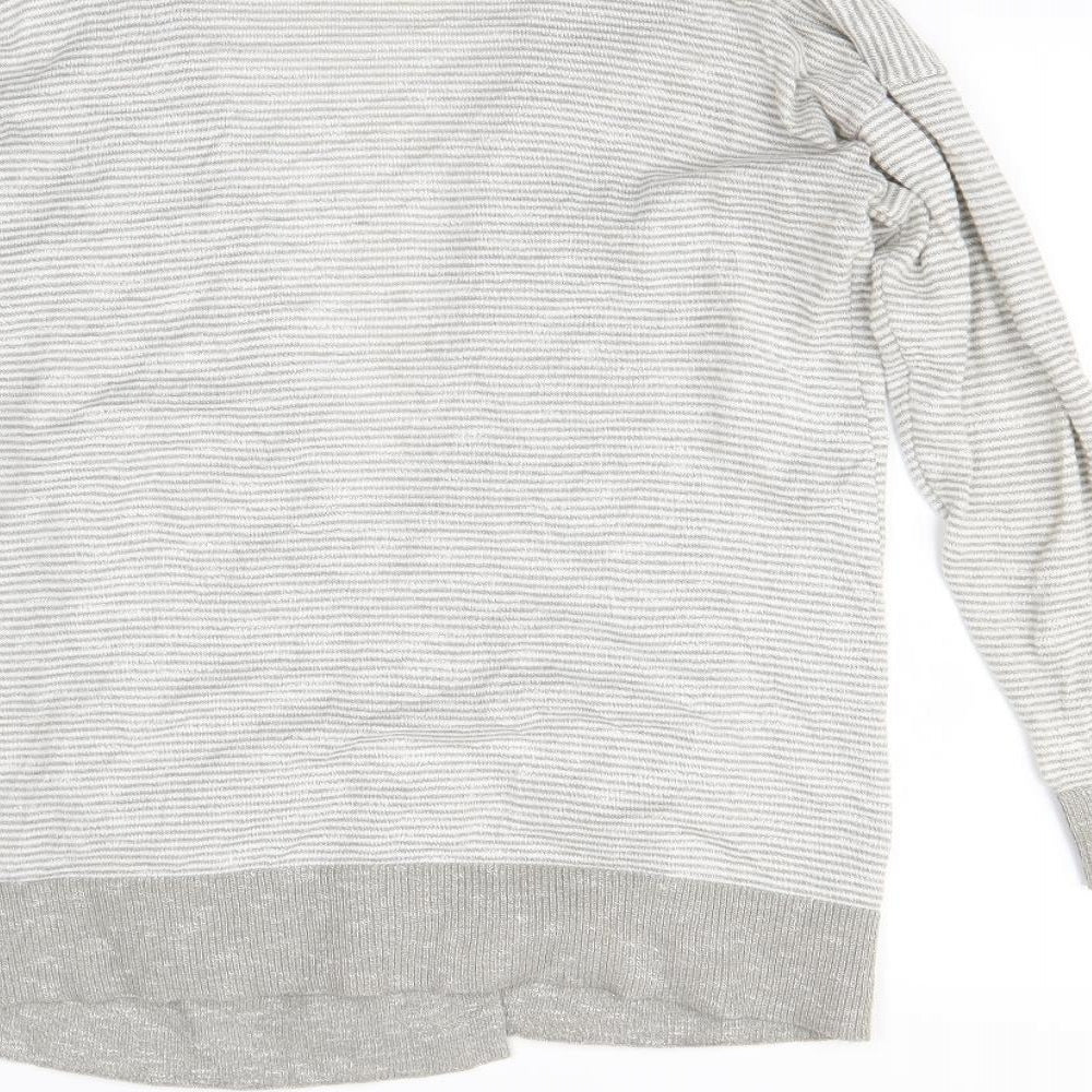 Verve Ami Womens Grey Striped  Cardigan Jumper Size M