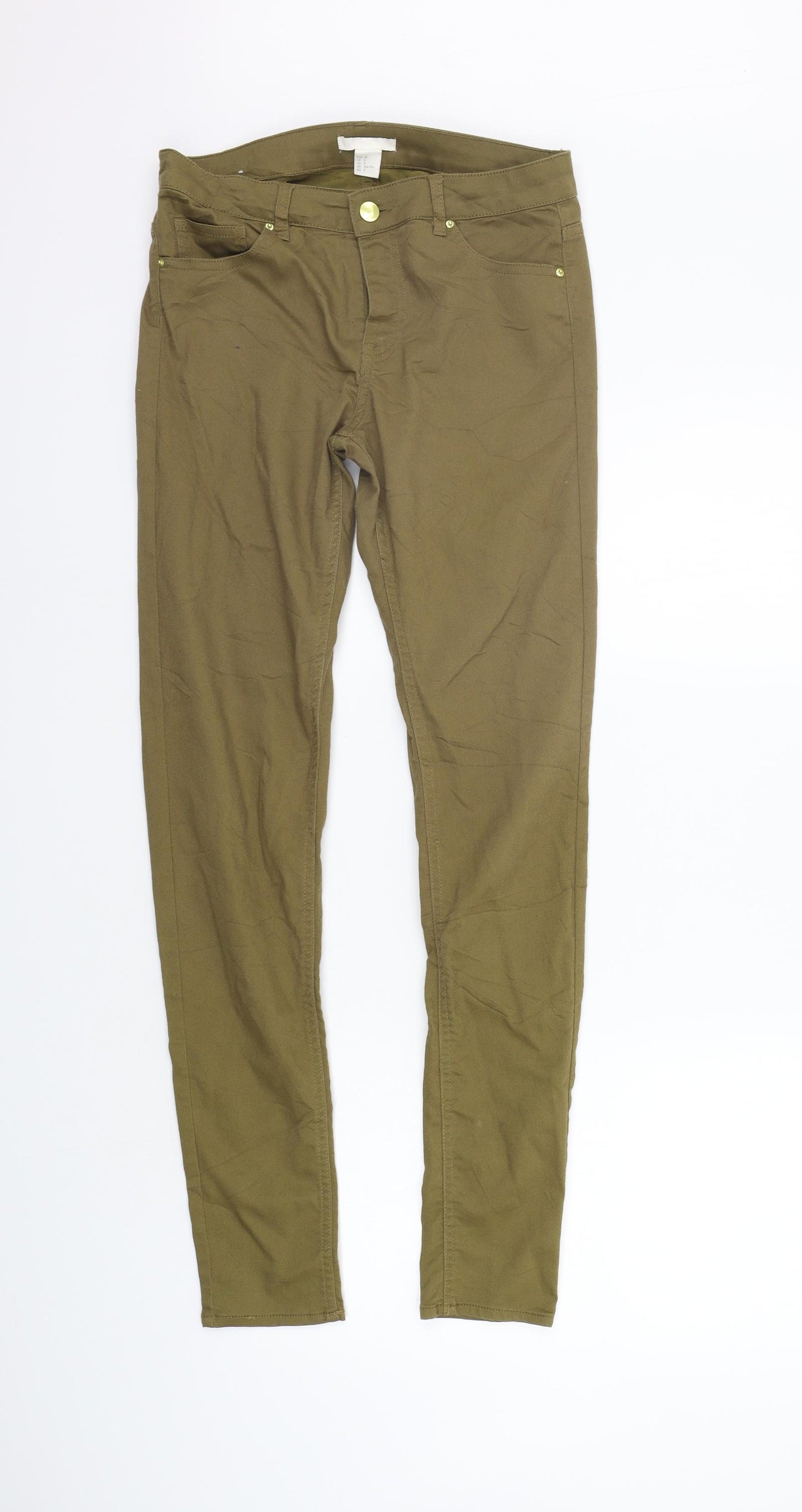 H&M Womens Green   Skinny Jeans Size 10 L28 in