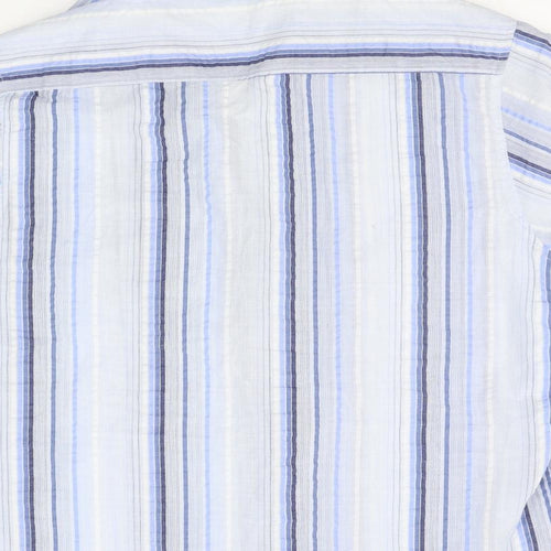 Cutting Edge Mens Blue Striped   Button-Up Size L