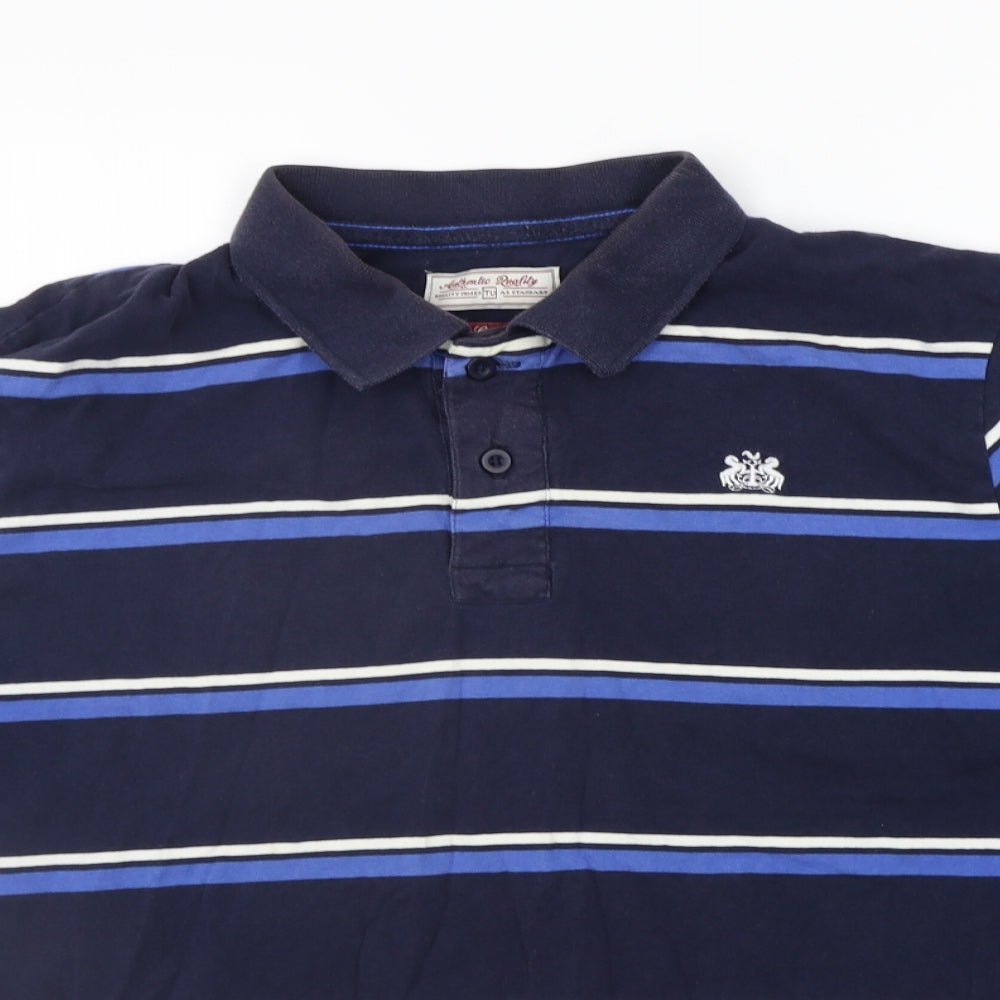 TU Mens Blue Striped   T-Shirt Size L