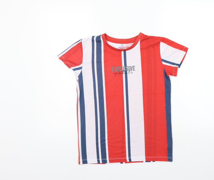 Matalan Boys Red Striped  Basic T-Shirt Size 11 Years