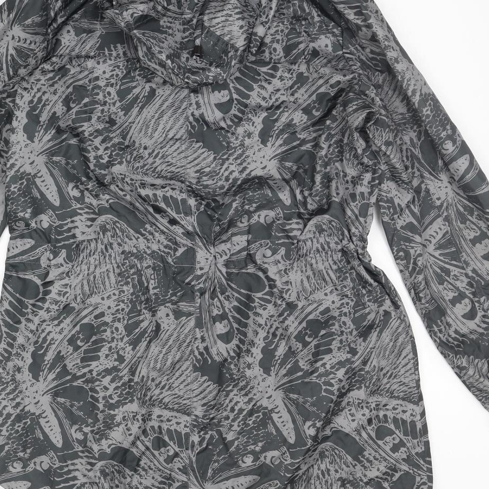 TU Womens Grey Geometric  Rain Coat Coat Size 8