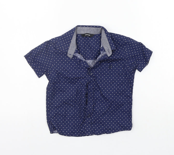George Boys Blue Polka Dot  Basic Button-Up Size 12-18 Months
