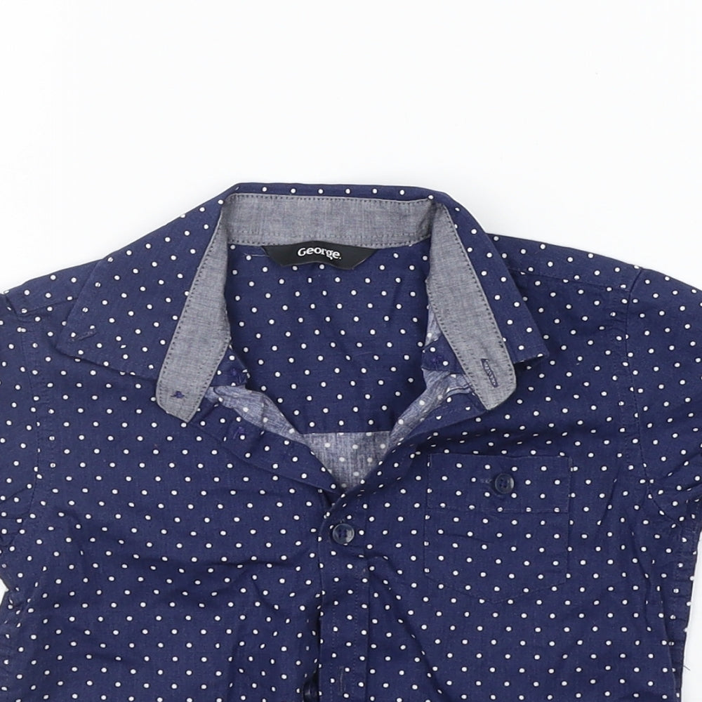 George Boys Blue Polka Dot  Basic Button-Up Size 12-18 Months