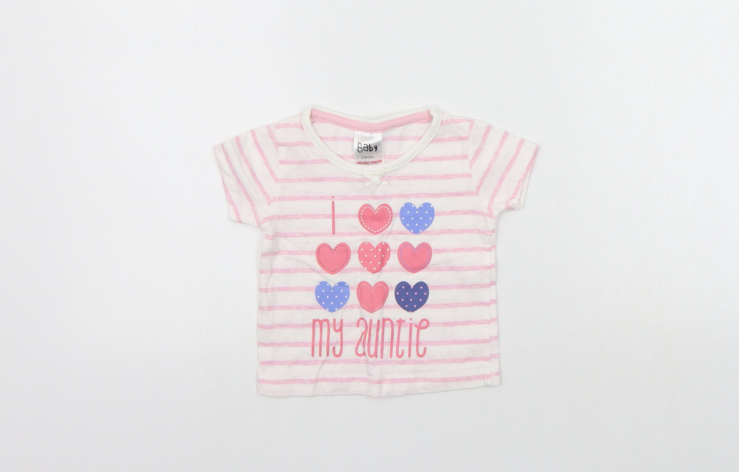 Baby Boys Pink Striped  Basic T-Shirt Size 3-6 Months