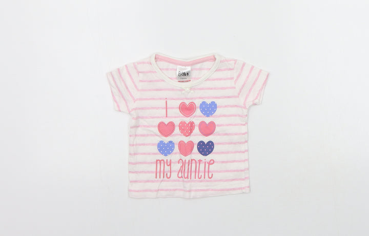 Baby Boys Pink Striped  Basic T-Shirt Size 3-6 Months
