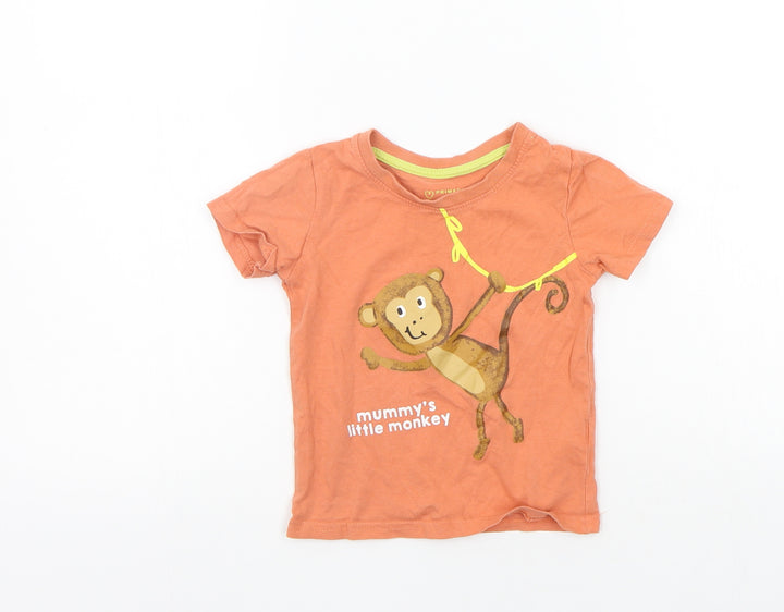 Primark Girls Orange   Basic T-Shirt Size 18-24 Months  - MONKEY
