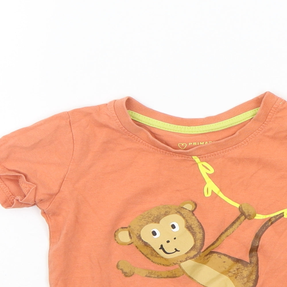 Primark Girls Orange   Basic T-Shirt Size 18-24 Months  - MONKEY