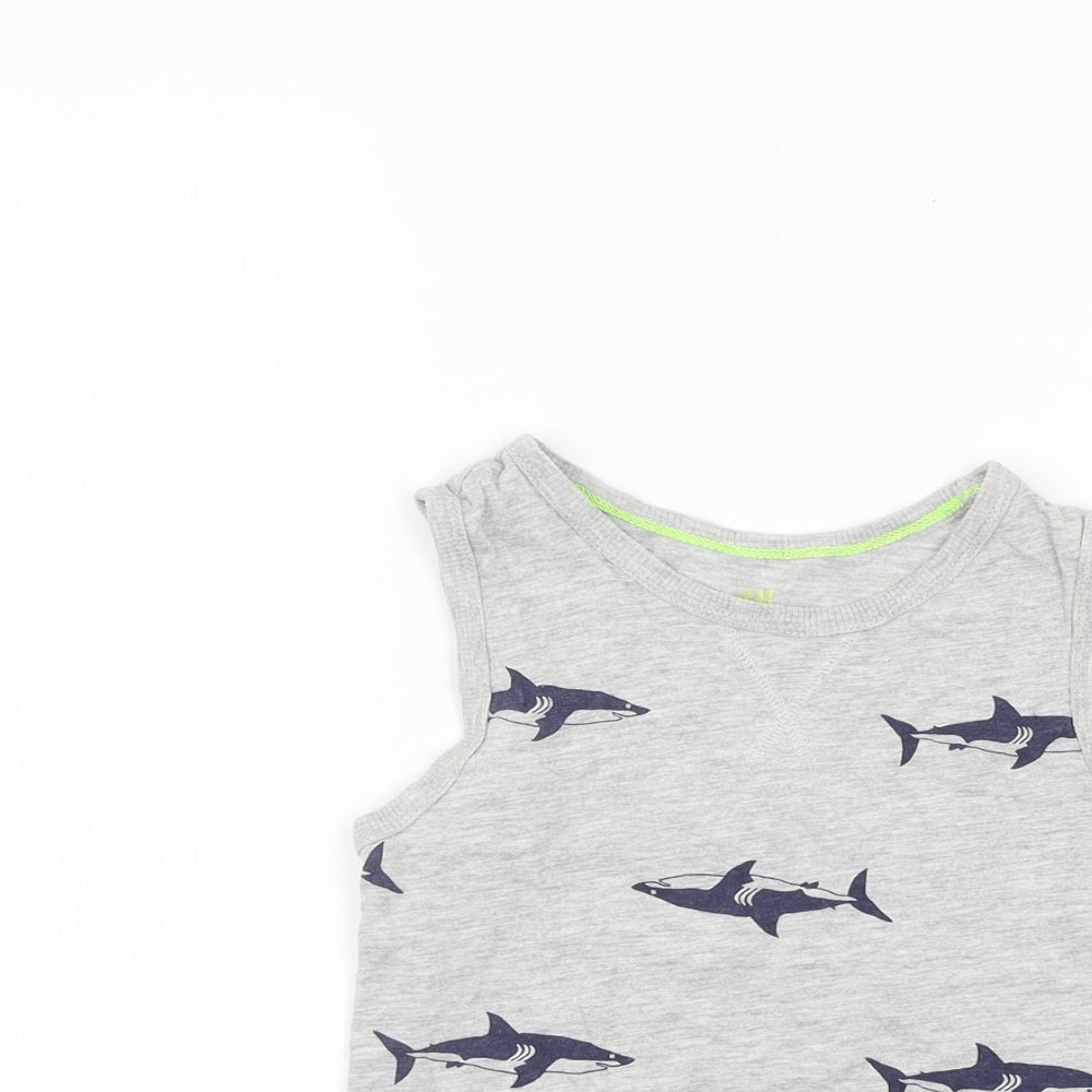 H&M Boys Grey Geometric  Basic Tank Size 7-8 Years