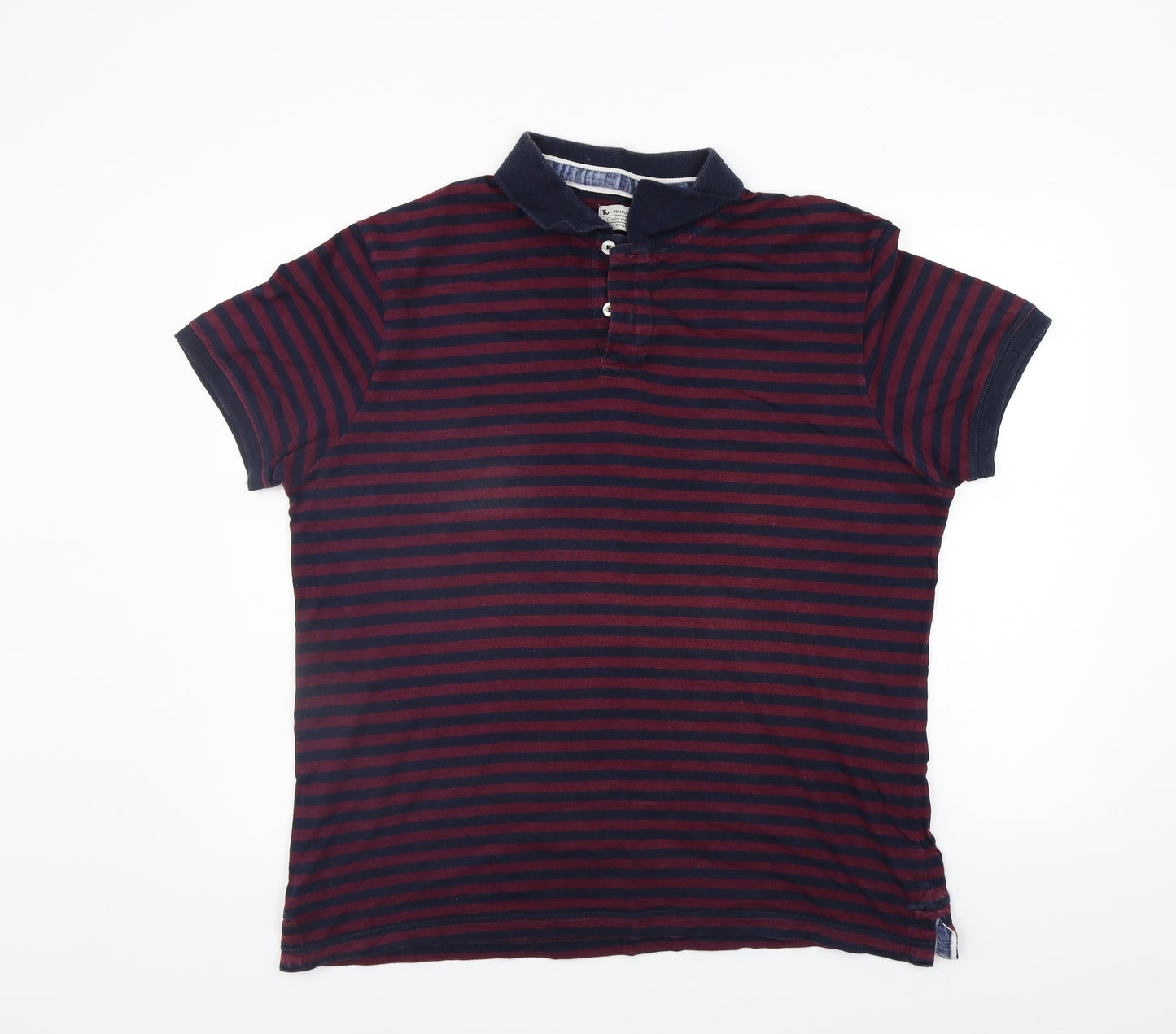 TU Mens Purple Striped   Polo Size XL